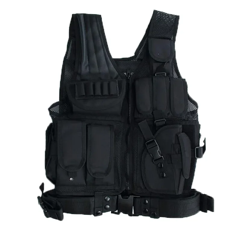 Police Military Tactical Vest Body Armor Sports Wear Multicam Camo Molle Assault Airsoft Paintball Carrier Strike Vest Holster