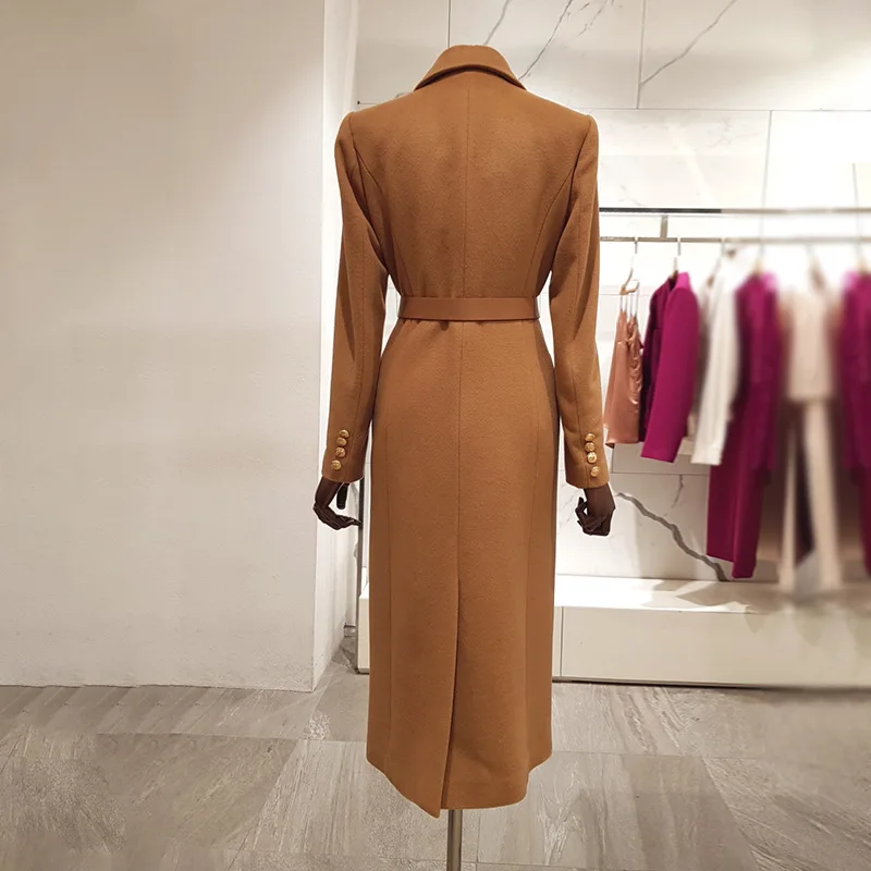 2023 Winter New Suit Woolen Coat Women\'s Slim Double-Brewed Mid-Length Over-the-Knee Temperature Comment Cashmere Overcoat Lady