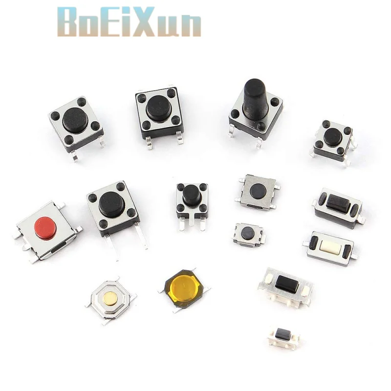 25 Types/125pcs/Touch Switch / Micro Switch / Push Buttons Switches SMD DIP 2*4 3*6 4*4 6*6 Diy Assorted Kit/for Tool package