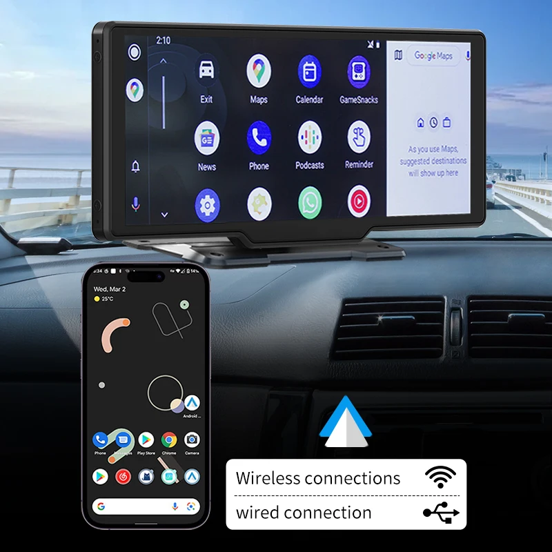 10.26inch Carplay MP5 Player Portable BT Touch Srceen Wireless Carplay Android Auto Car Radio for Apple Or Android Video Stereo