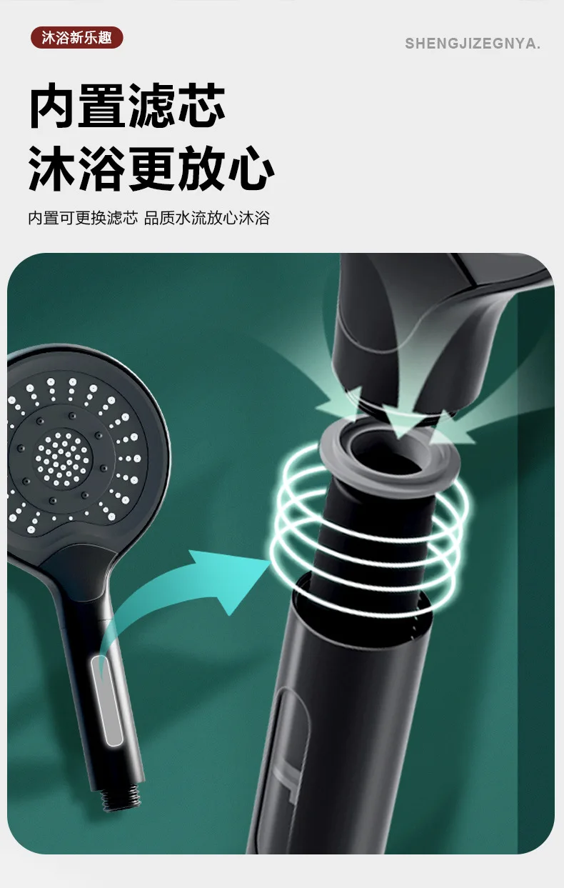 New Excellent Super Boost Black 3 Modes SPA Shower Head Water Saving Rainfall Anion Filter Big Flow Shower Bathroom Accessories