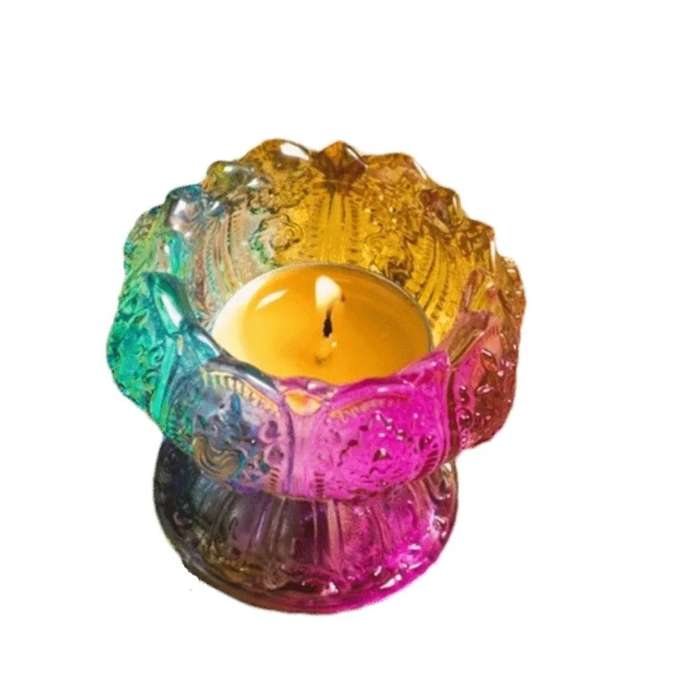 Fengshui Crystal Candle Holder Heat-Resistant Decorative Lamp Holder Exquisite Unique Buddhist Holder Meditation