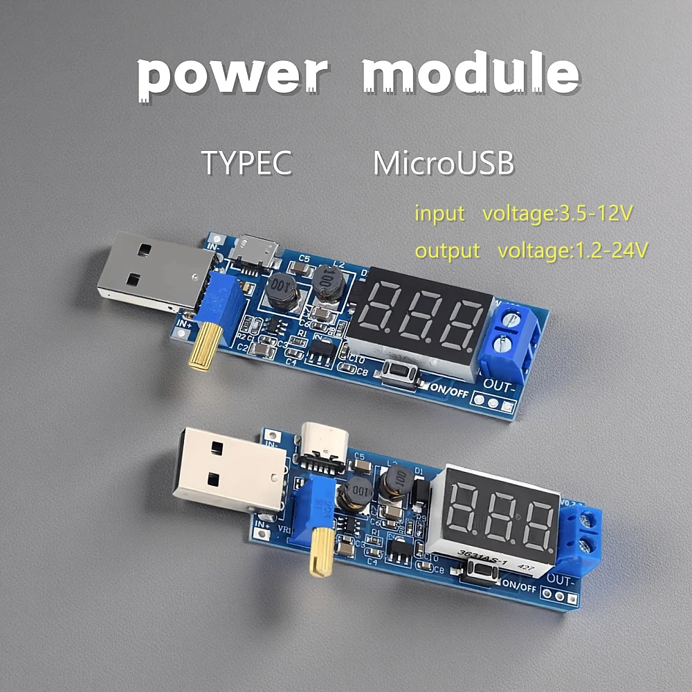 DC-DC USB-Boost-Stromversorgungsmodul mit Spannungsregelung, Konvertiert 5V zu 3,3V, 9V, 12V, 24V, Desktop-Stromversorgungsmodul