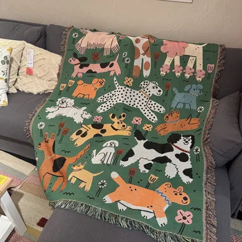 Cartoon Sofa Blanket Cute Cats Dog Animal Home Decoration Camping Blanket Bedspread Picnic Mat Aesthetic Wall Tapestry Bed Cover 1