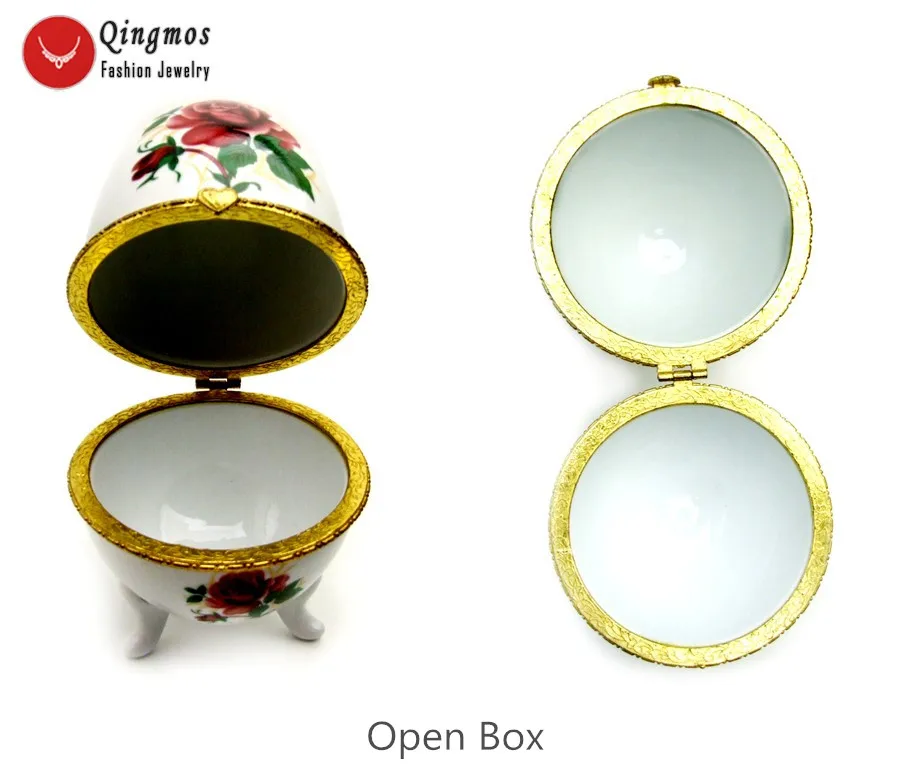 Qingmos-Boîte en porcelaine multi-usages avec boîte à bijoux, présentoirs à œufs multicolores, céramique chinoise, cadeau, 100x150mm