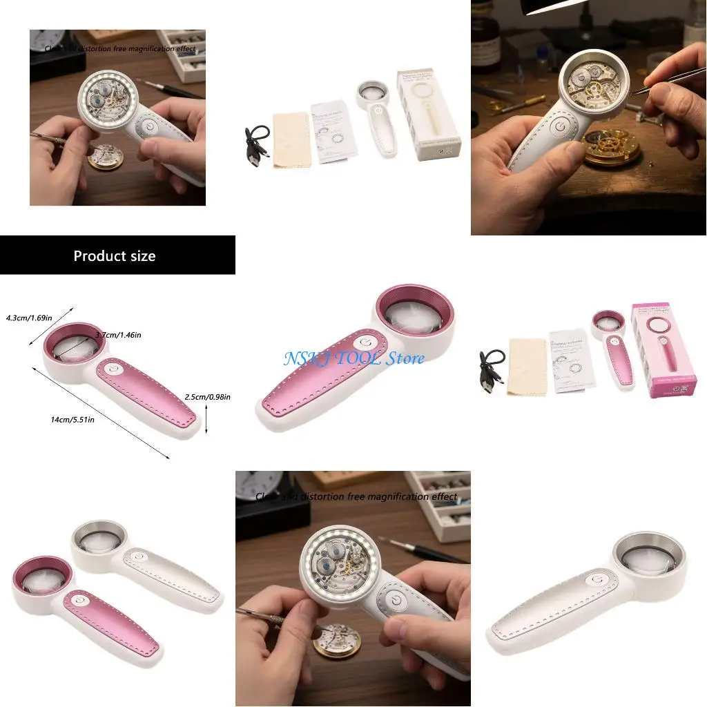 

L8RC 8 LED Light 35X Glass Lens Pocket Handhelds Microscope Reading Magnif