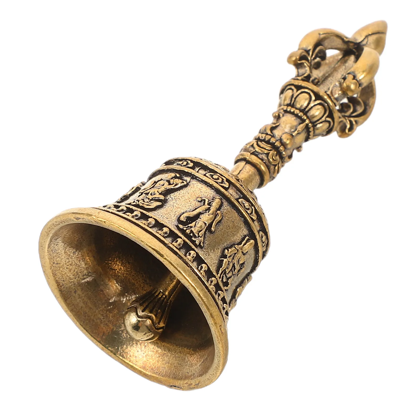 Small Brass Hand Bell Vintage Brass Pendant Copper Handicrafts Hanging Decoration for Home Party Table Call Bell Ethnic Style