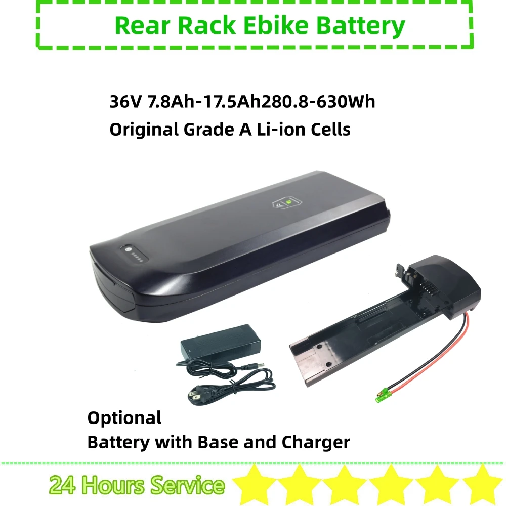 36Volt City Rear Rack Carrier Ebike Battery 36V 7.8Ah 8.8Ah 10.4Ah 13Ah 17.5Ah 24V 10.4Ah for Txed E-bike Battery 36V 13Ah 468Wh