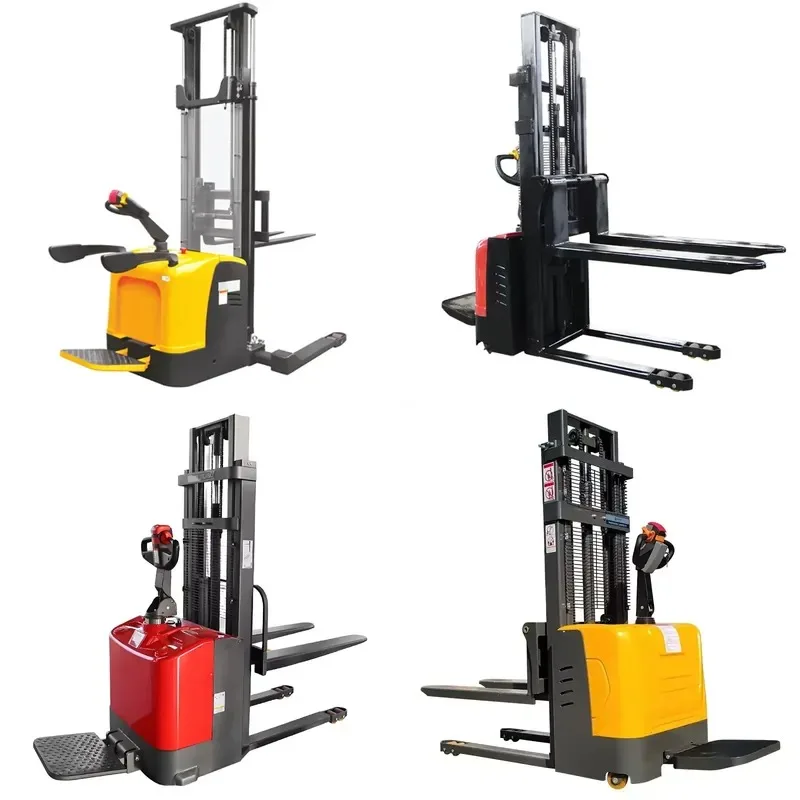Standing New Forklift 1.5 Tons 1.6m-4.5m Portable Mini Hydraulic Three-Masted Pallet Electric Stacker