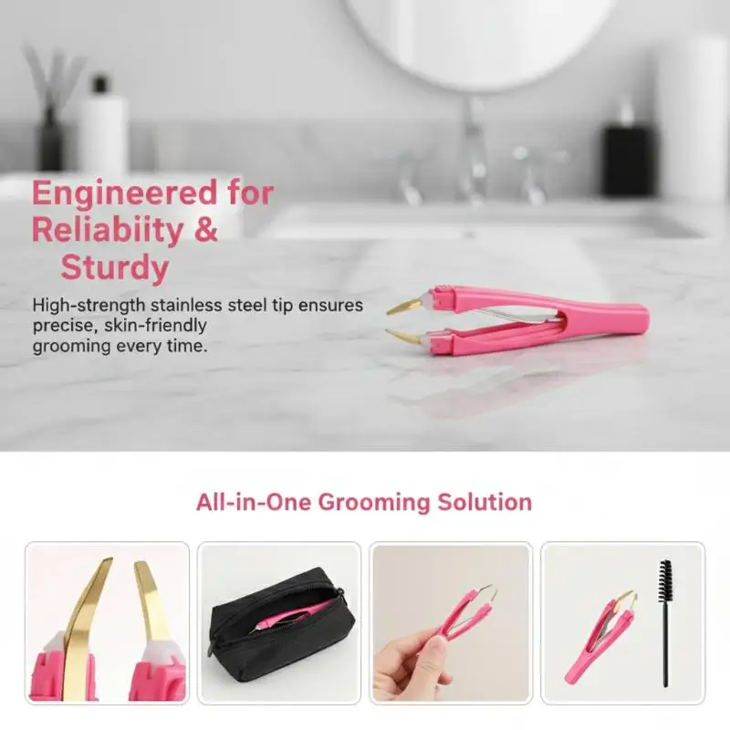 Eyebrow Tweezer Automatic Retractable Sharp Precision Tip Face Hair Beard Plucker for Beauty Grooming