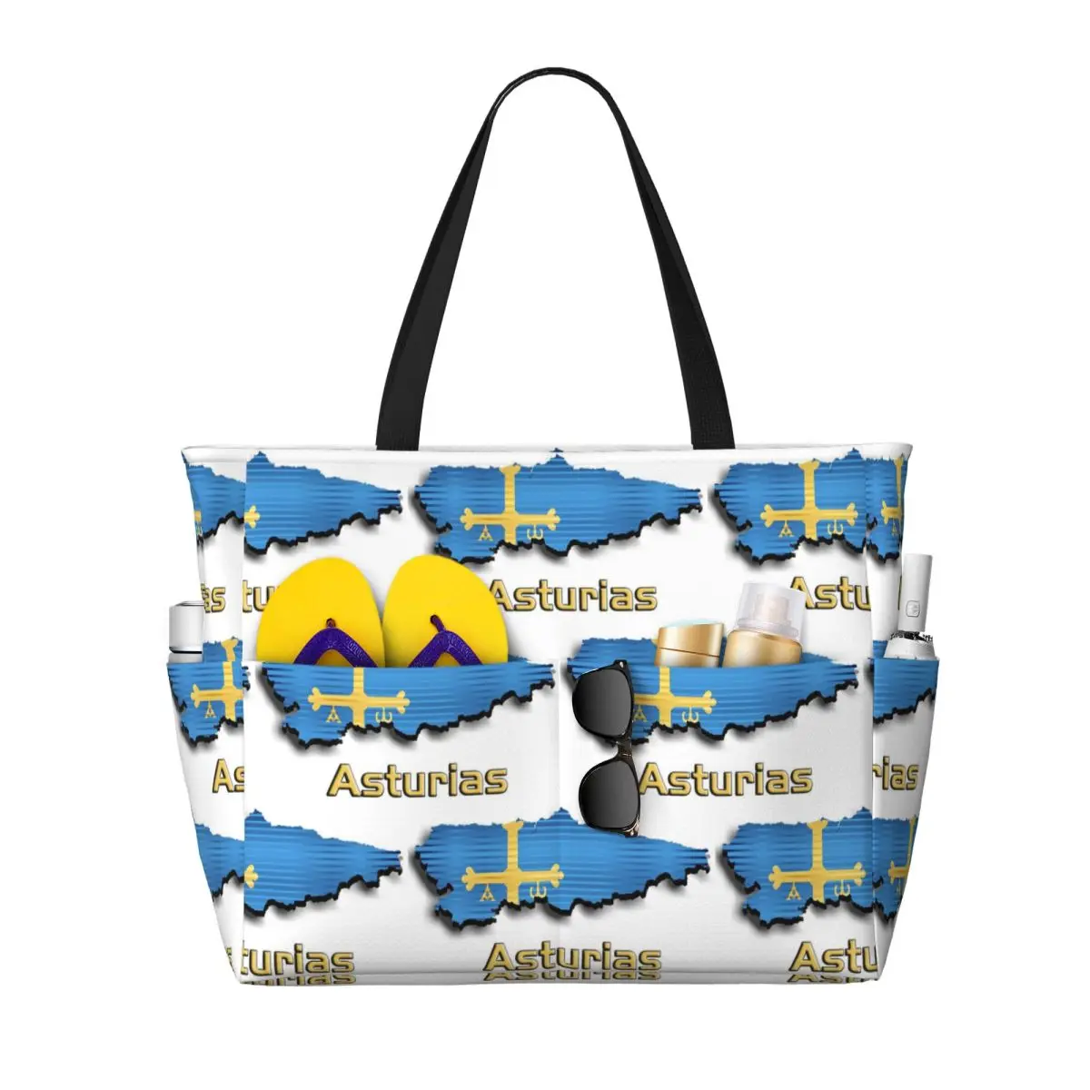 Asturias Flag Beach Tote Bag Sport Gym Yoga Duffle Large Tote Bag Women Travel Bag Fitness bag