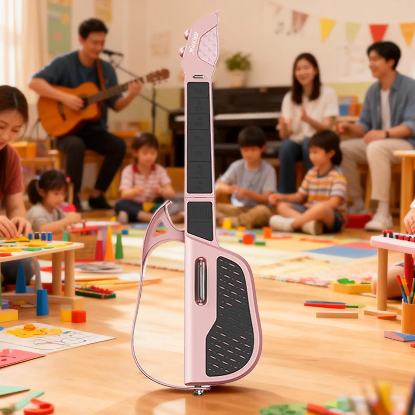 

Умная гитара Беструнный струнный инструмент Встроенный автоматический режим аккорда Электрическая складная гитара со светодиодным световым направляющим для взрослых