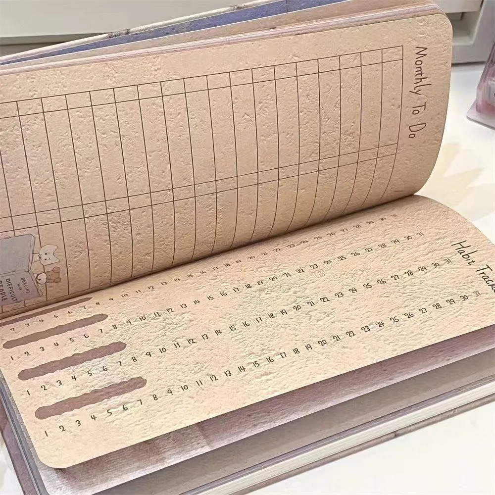 Cartoon Illustration Cute Little Elephant Schedule Planning Notebook Color Inner Page Daily Planner Portable Pocket Book #4