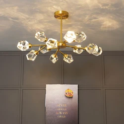 Luxury Crystal LED Pendant Chandelier Lamps for Living Room Kitchen Bedroom Dining Gold Copper Lustre De Salon Appliance