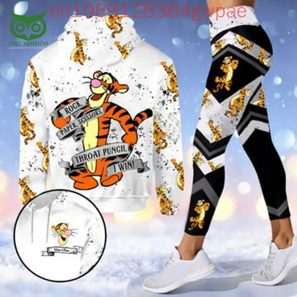 Disney Tigger Christmas Hoodie and Leggings Yoga Set Women's Winnie the Pooh Hoodie Yoga Pants Sweatpants Fashion Tracksuit Set