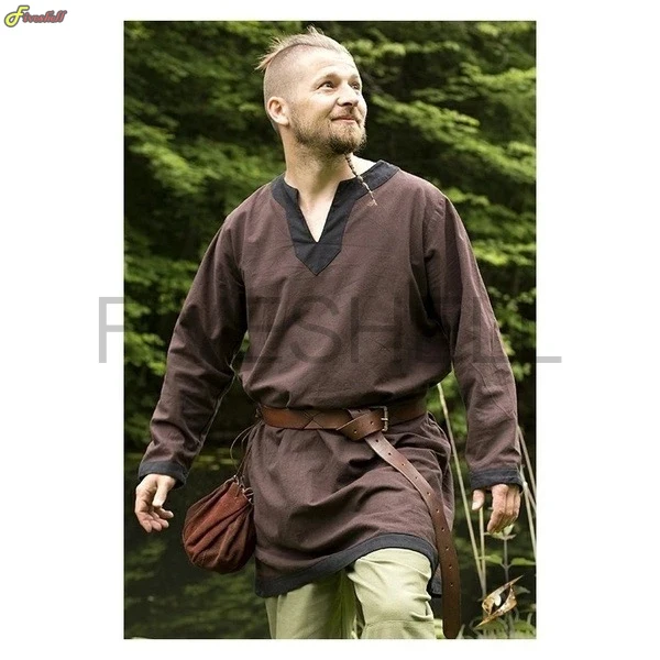 Medieval Linen Larp Pirate Halloween Cosplay Costumes for Men Carnival Party Warrior Shirt Knight Celtic Blouse Robe