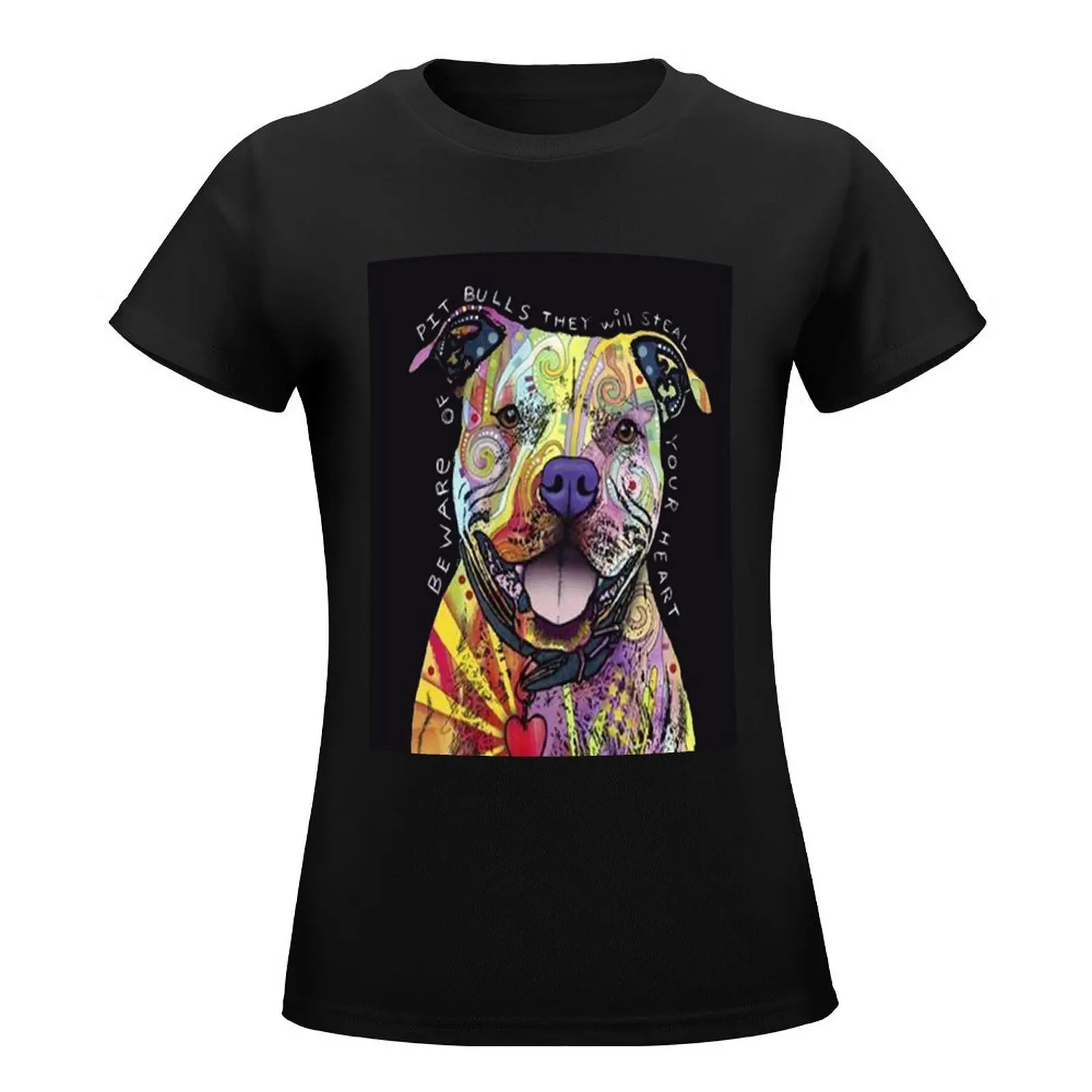 Colourful Pit Bulls/ pitbull lover T-Shirt Female clothing female summer tops summer clothes cotton t shirts Women