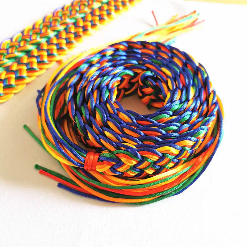 Tibetan Hada Weave Coloful Rainbow Knots Family Decor Hanger Hada Ropes Hand knotted L037-3