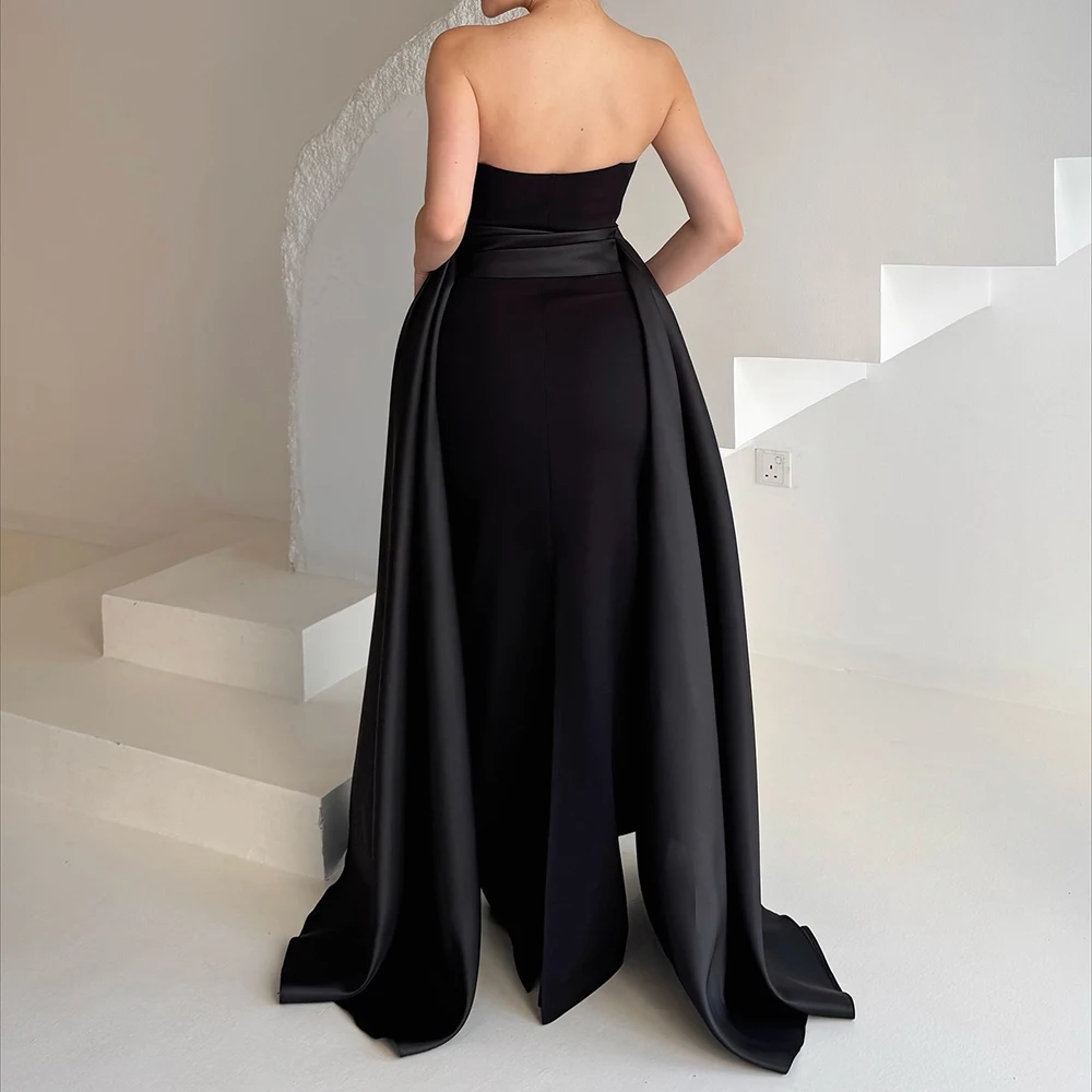 فساتين سهرة مخصصة على شكل حرف A بطول الأرض بدون حمالات بدون أكمام فستان حفلات بسيط على الموضة ثنيات بدون ظهر فستان كاجوال للحفلات