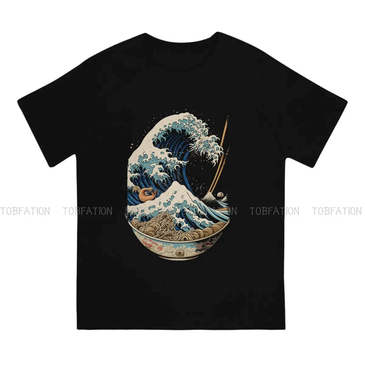 Kanagawa Great Ramen Tshirt Homme Men's Streetwear Blusas Cotton T Shirt For Men