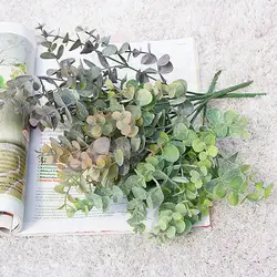 Artificial Plastic Plants Leaves Green Eucalyptus Branch Diy Garden Home Christmas Wedding Vase for Decoration Faux Fake Flowers