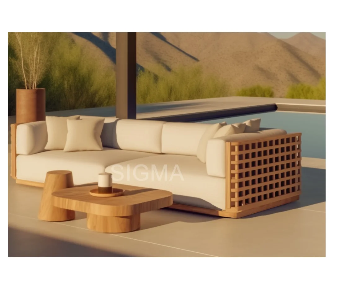 Sigma Teak Sofa Outdoor Furniture Garden Furniture Patio Furniture Set Sun Loungers Sectional Couch Exterior Bed Coffee Table