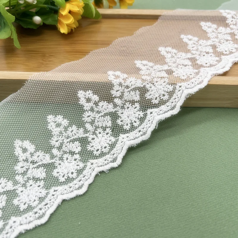 Off-white soft mesh lace embroidery Lolita hair accessories headwear material DIY accessories accessories webbing