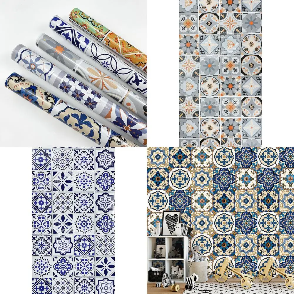 3D Ethnic Pattern Self Adhesive Wall Stickers for Living Room Kitchen Bathroom Waterproof Wallpaper for Walls and Tables