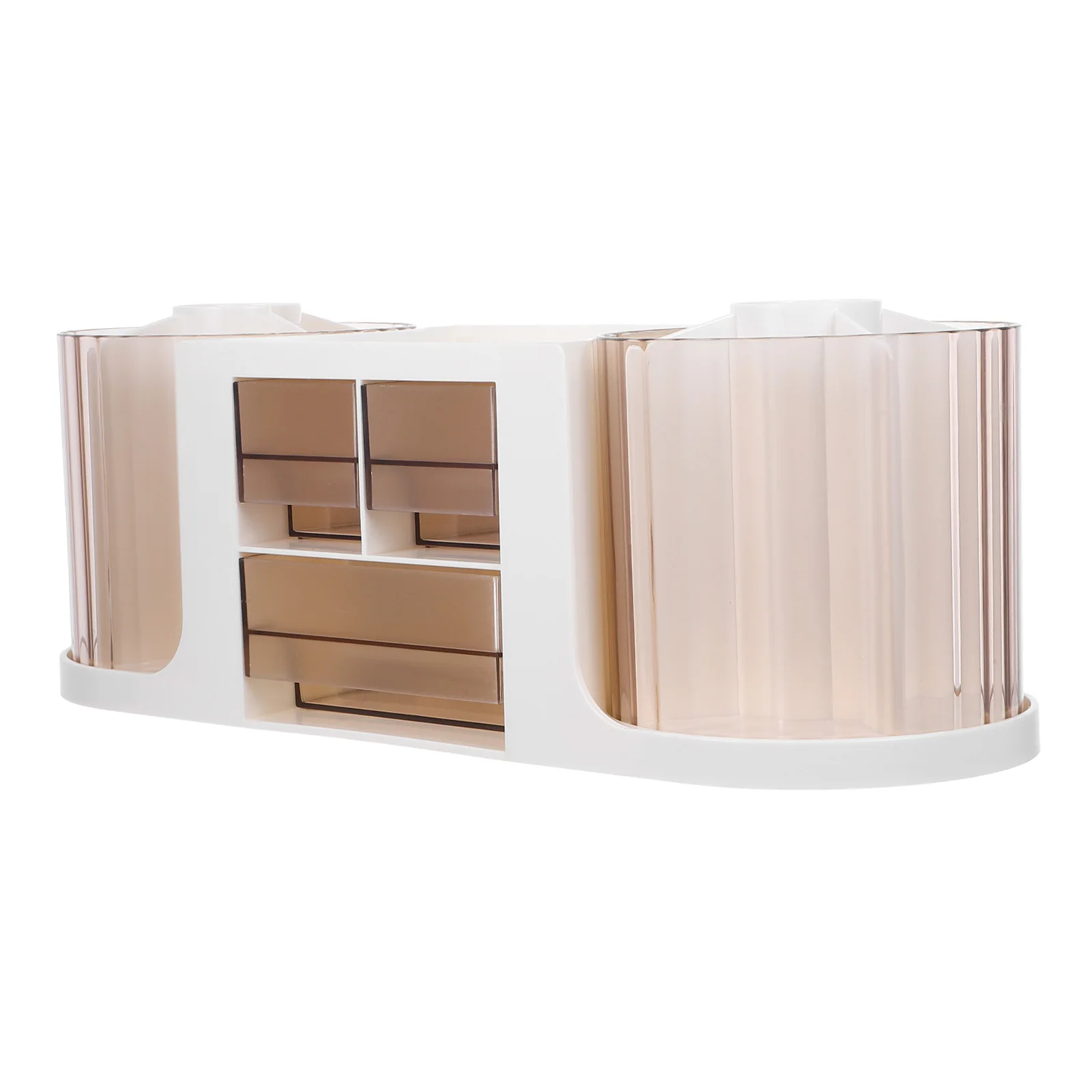 

Storage Rack Double Rotating Transparent Pen Holder Office Plastic Stationery Organizer Drawer