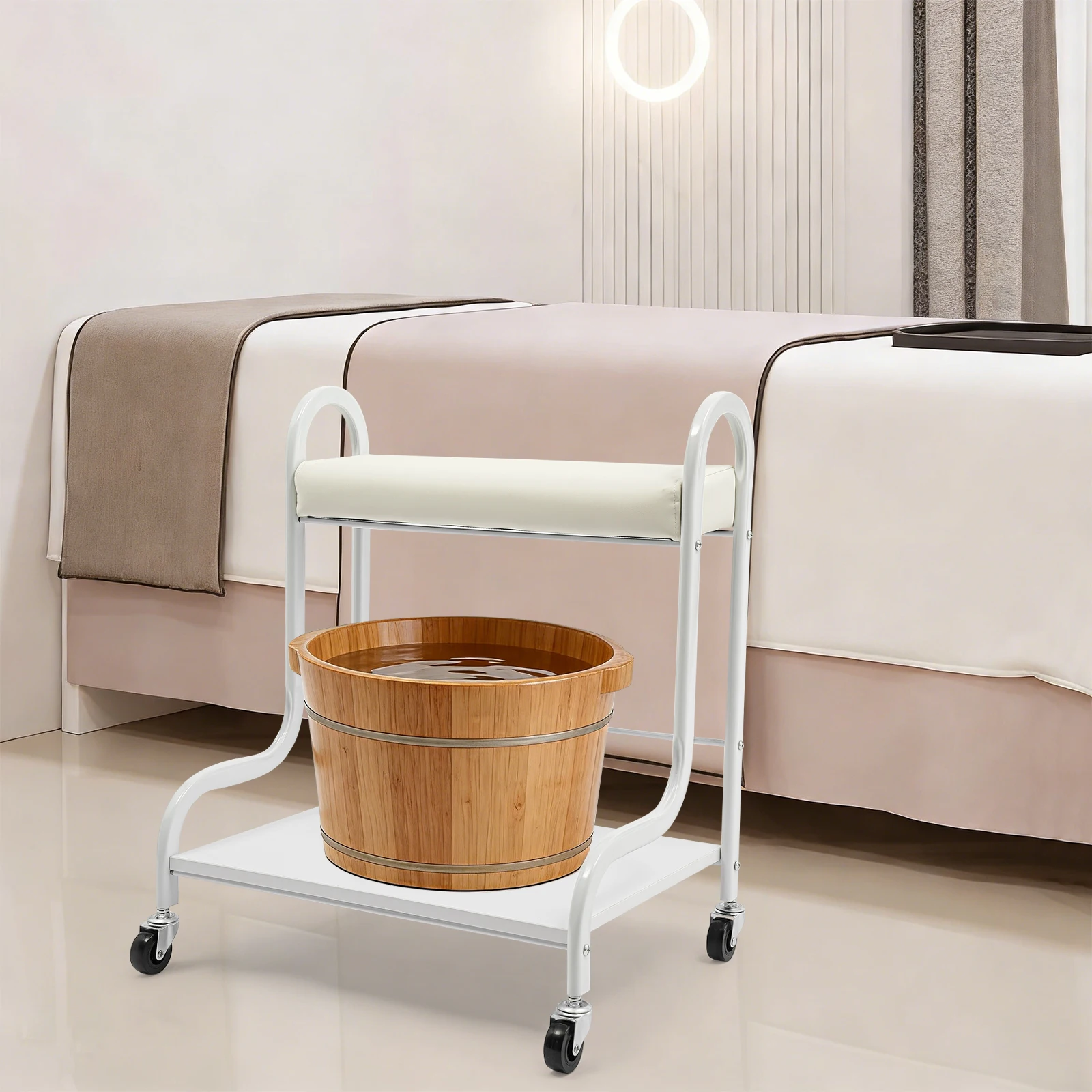 Portable Beauty Salon Nail & Foot Bath Spa Trolley Cart with Wheels Manicure Foot Rest Stand for Salon And Home Use