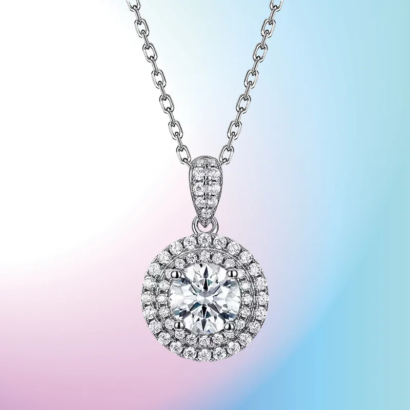 

New 6.5MM D Color Moissanite Necklace Pendant For Women GRA Certified S925 Silver Lab Diamond Neck Chain Party Fine Jewelry