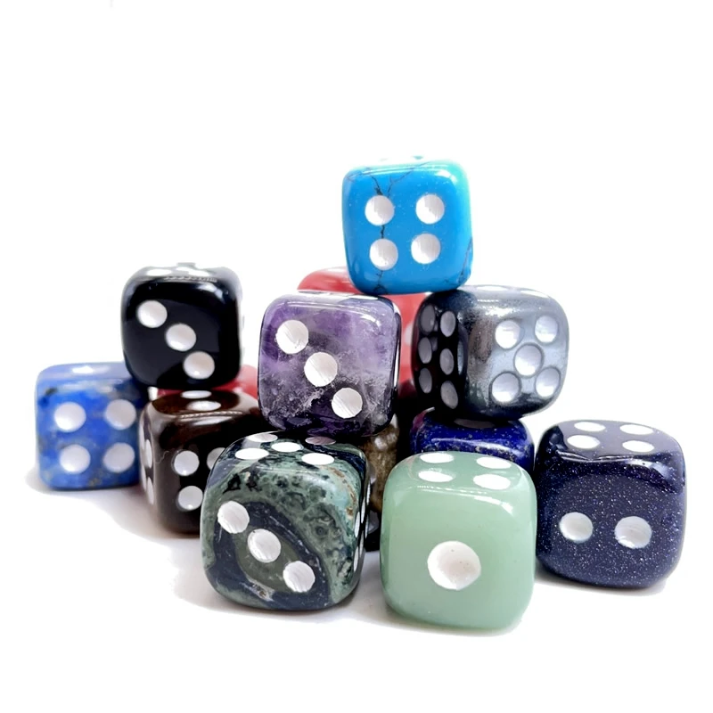 

New 15mm Natural Stone Crystal Amethyst Rose Quartz D6 Game Dice Set Magic Bar Club Party Chessboard Game Prop Decoration