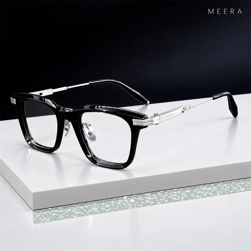 AKX-501 Fashion Business Spectacles Frame Men Women Rivet Square Frame Computer Blue Light Blocking Lens Optical Eyeglasses