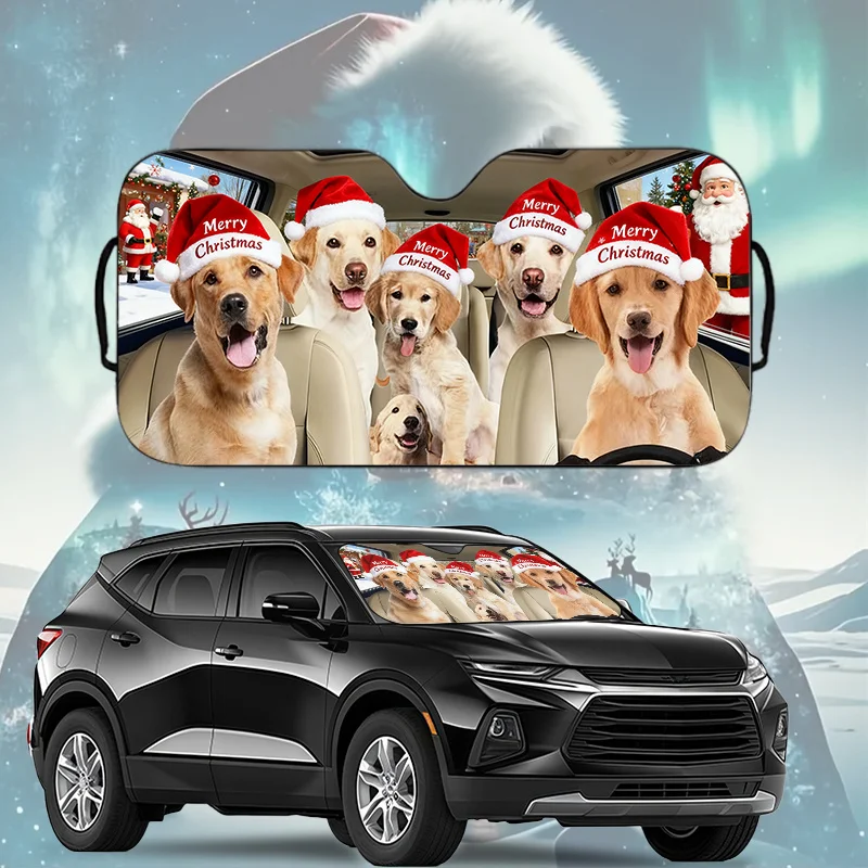 

1pc Funny Dog Driving Christmas Gift Sun Visor, UV Protection With Suction Cups For Easy Installation - Anti-Peeping Device To A