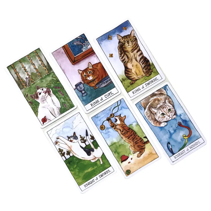 Hot sales Cat Tarot Oracle Card Fate Divination Prophecy Card Family Party Game Tarot 78 Card Deck PDF Guide