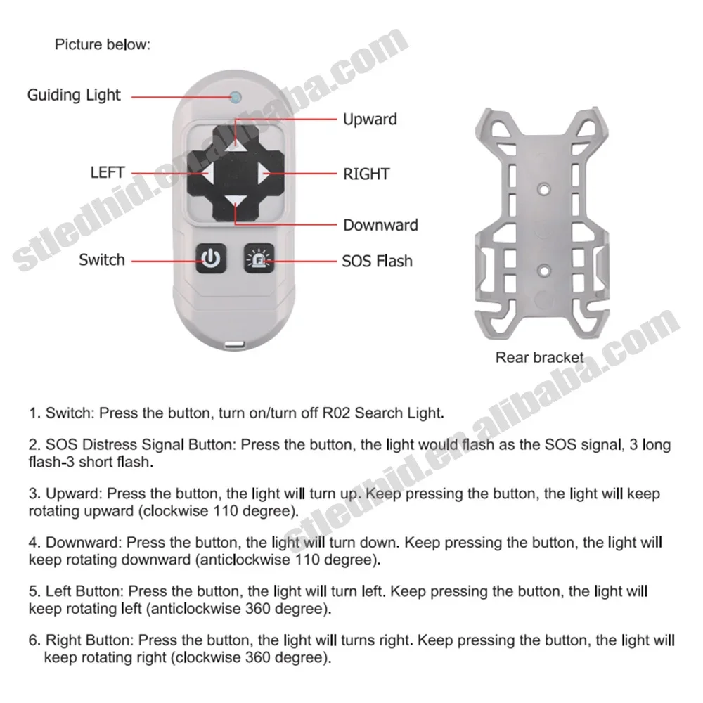 Marine 80w magnet base high power rescue searching ship sky vehicle mounted search light rotating Remote Control LED searchlight