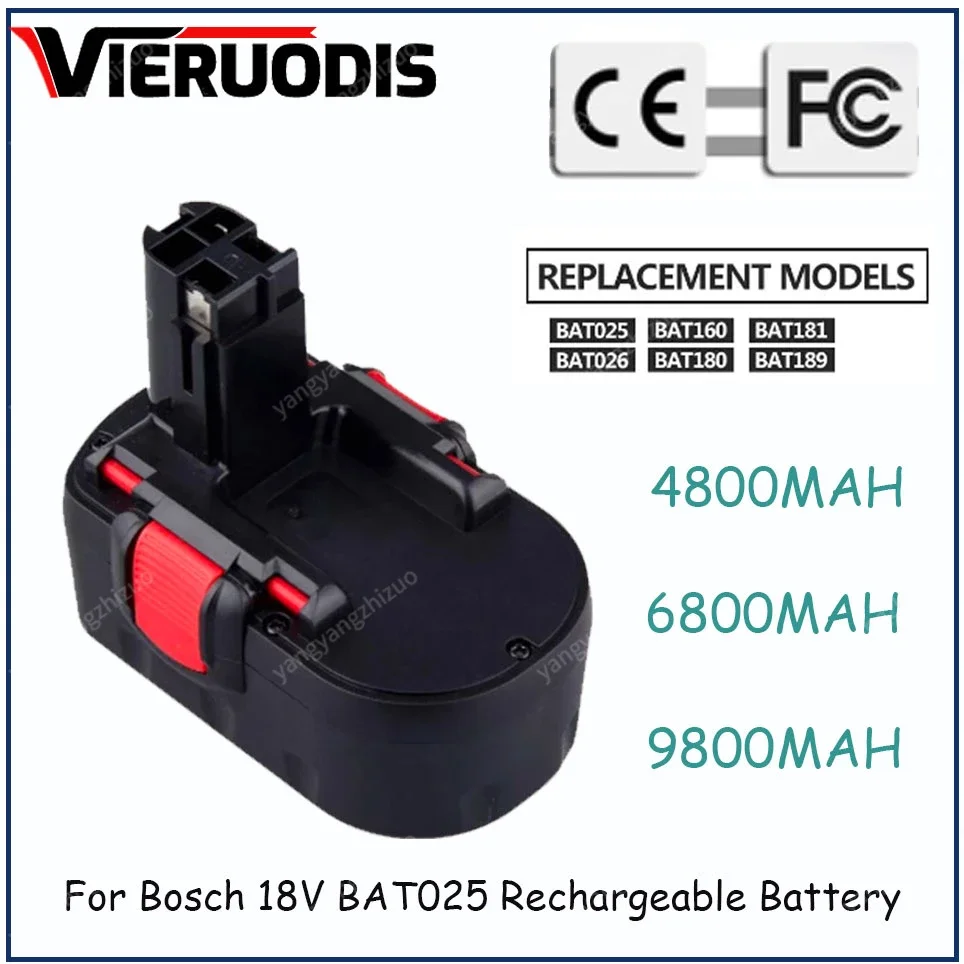 

For Bosch 18V 6.8AH 9.8AH Ni-MH Remplacement Battery pour Bosch BAT025 BAT026 BAT160 2607335735 2607335277 PSR18 VE-2 GSR18