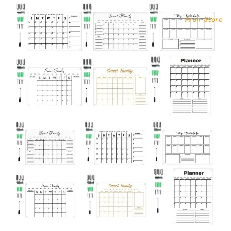 Acrylic Calendar for Wall Clear Wall Mounted Calendar Erasable Weekly Whiteboard for Planning Shopping Lists