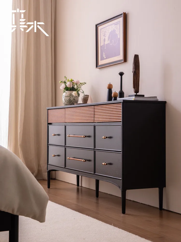 LMM French retro medieval full solid wood living room dining side cabinet bedroom chest cabinet