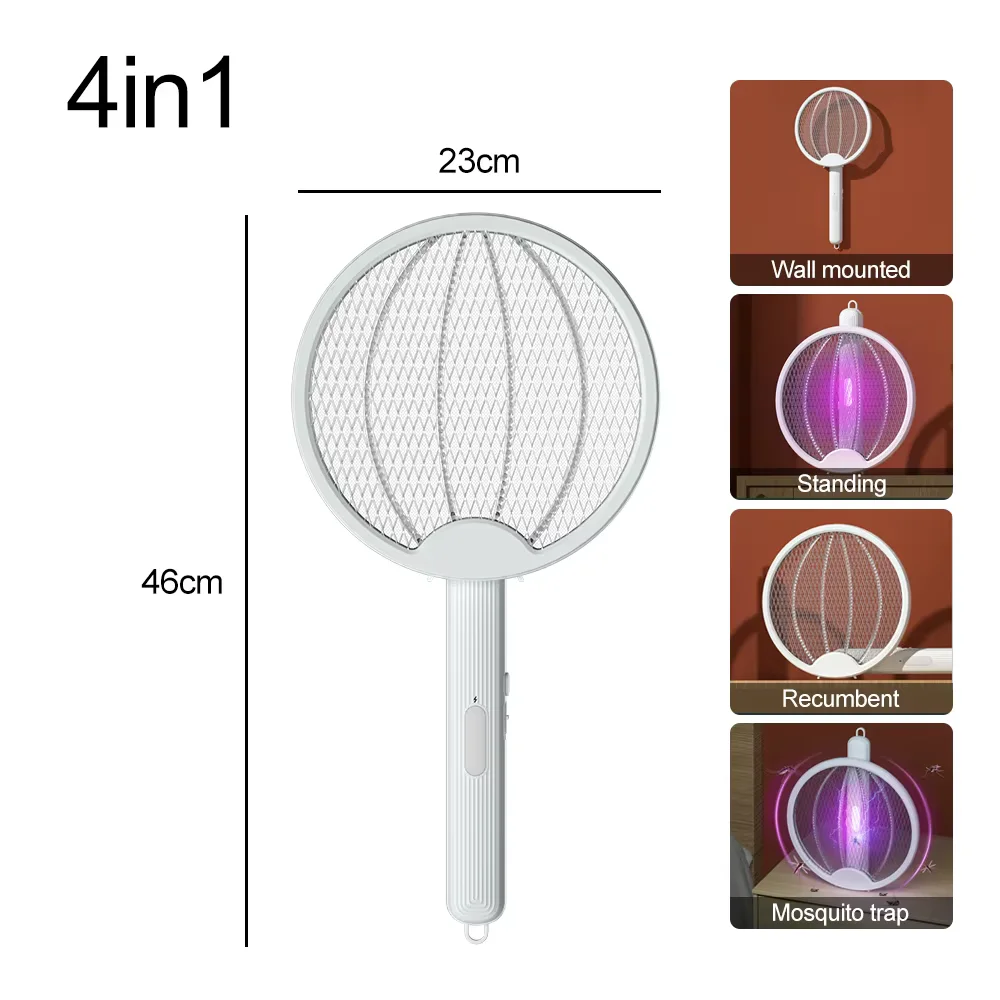 4000V Electric Fly Swatter Upgraded Foldable Bug Zapper Racket USB Rechargeable Mosquito Insect Killer For Indoor Outdoor_voghion.com