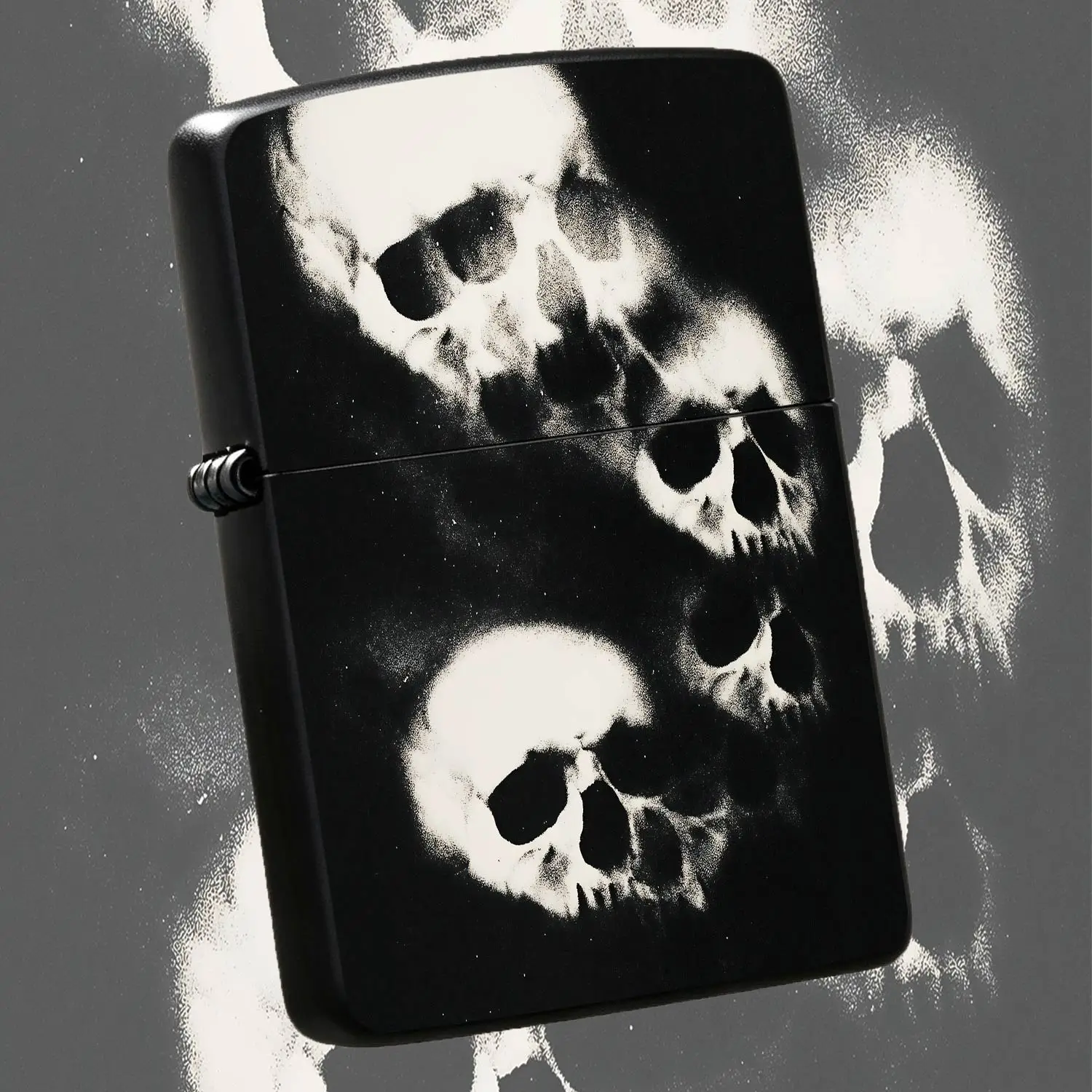 Retro Skull Art Print Lighter, Spooky Dark Aesthetic Portable Ignition Device For Daily Outdoor Gathering Travel, Durable Trendy Creative Gift With Unique Mysterious Visual Effect For All Scenarios A Humorous And Interesting Lighter