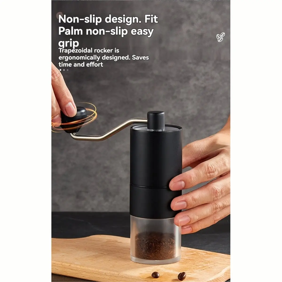 Portable Manual Coffee Grinder with Adjustable Coarseness Stainless Steel Burr Hand Coffee Bean Grinder for Travel Home