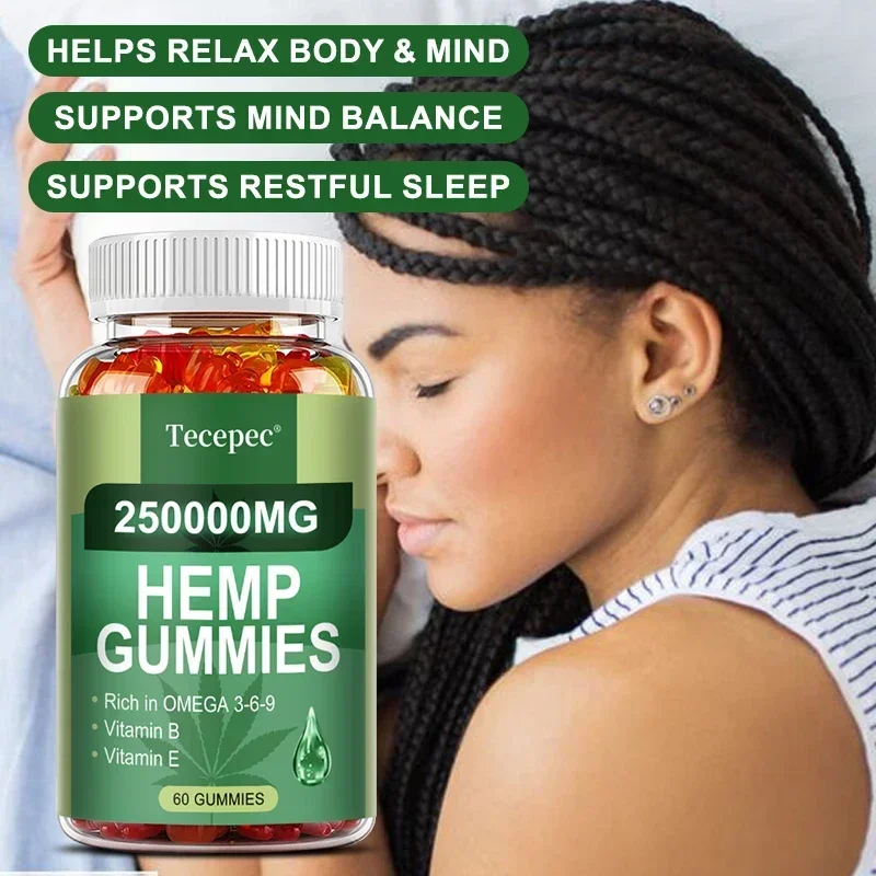 Powerful Herbal Gummies - Stress, Sleep, Mood, Calm, Focus, Relaxation Supplement, Vegan, Non-GMO, Gluten-Free - Omega 369