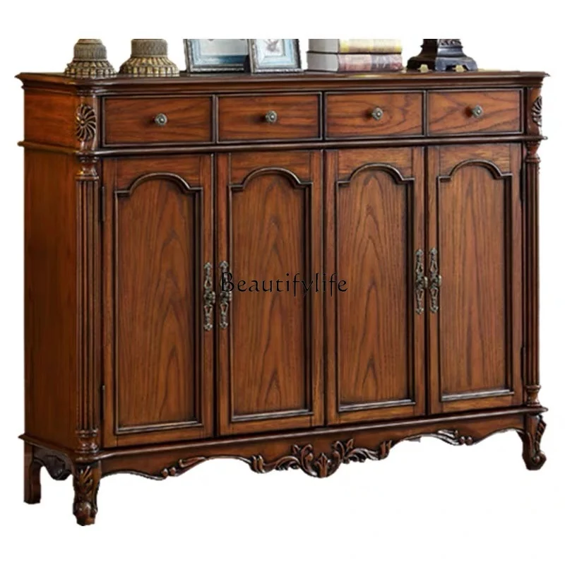 

European solid wood shoe cabinet foyer entrance locker