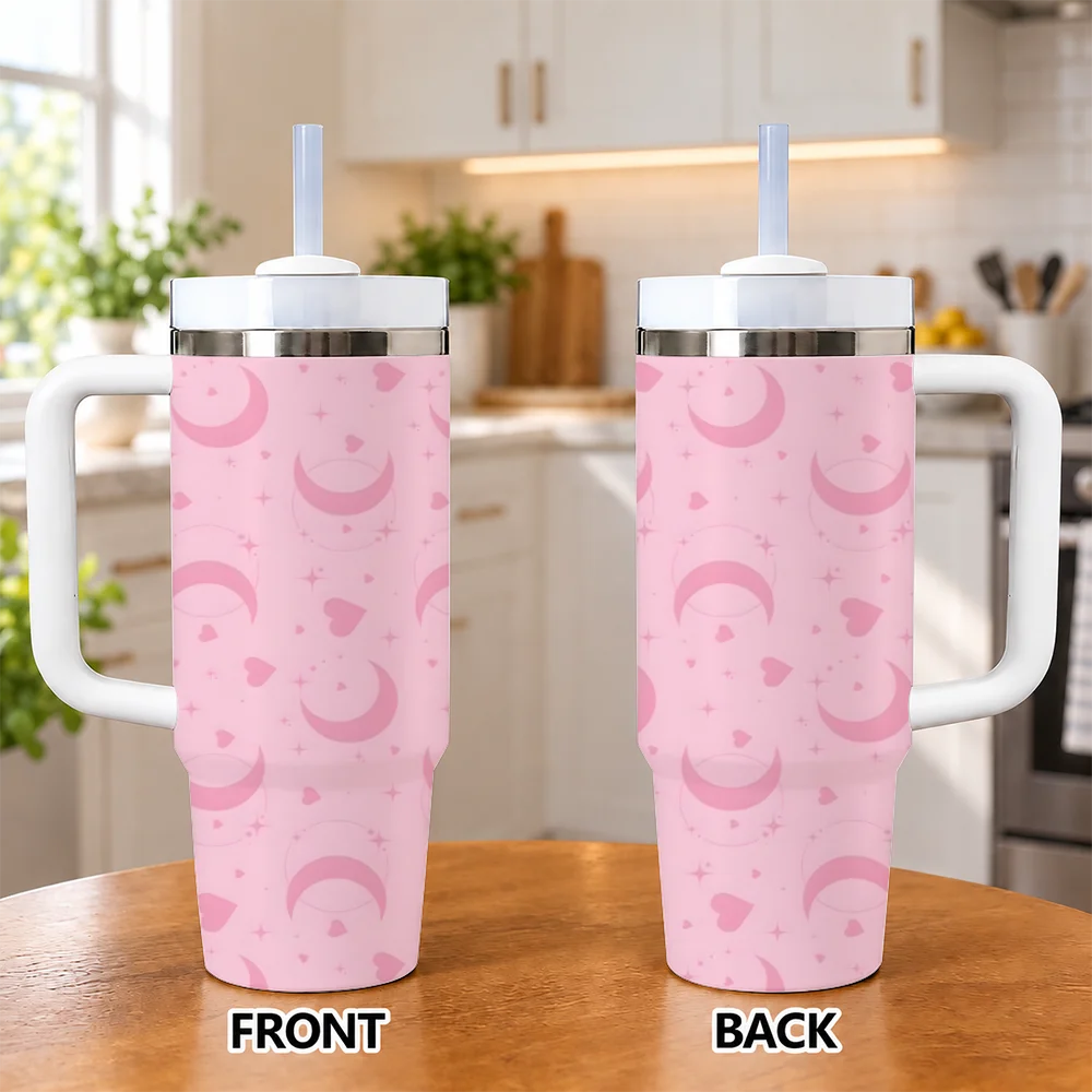Crescent M-Marines Serre Design Vacuum Flasks 40oz Insulated Stainless Steel Tumbler with Handle & Straw, Hot Cold Gift Cup