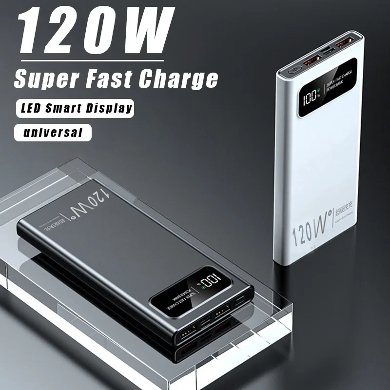 200000 mAh 120W Power Bank Super szybkie ładowanie baterii Cyfrowy wyświetlacz o dużej pojemności Power Bank dla Iphone Samsung Huawei Xiaomi