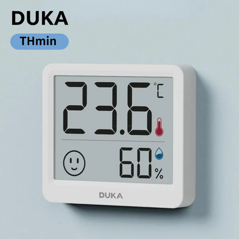 Duka Electronic LCD Digital Thermometer Hygrometers High Precision with Table Clock Function Compact Mini Thermometer LCD Tool