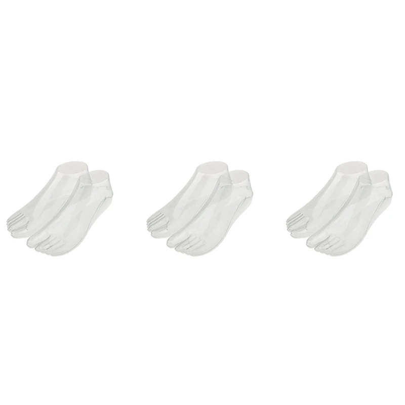 

3Pair Female Feet Mannequin Thong Style Foot Model For Sandal Shoe Sock Jewelries Display - Clear