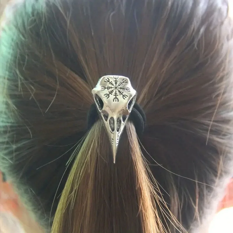 Attache de cheveux en forme de crâne, 1 pièce, gravés de Rune nordique, ambiance occulte Viking, bande élastique Durable, Styles gothiques, rituals païens, look quotidien
