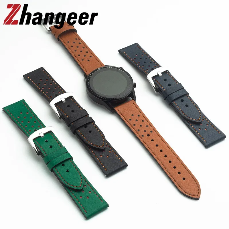 

22mm Quick Release Leather Watch Strap for Huami Amazfit GTR 4 3 Pro 2 2e Breathable Waterproof Watch Band Watch Accessories